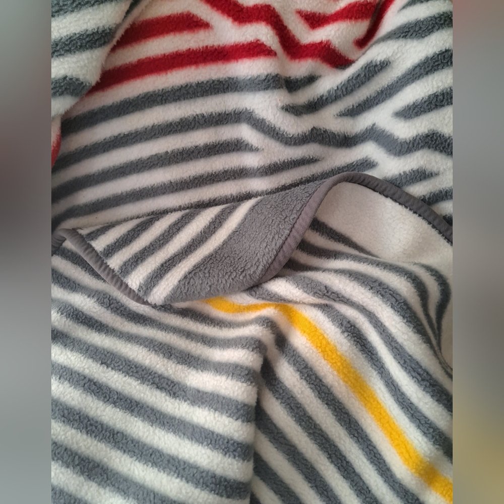 VTG Homemaker Industries Acrylic Reversible Blanket Coastal Cottagecore Striped
